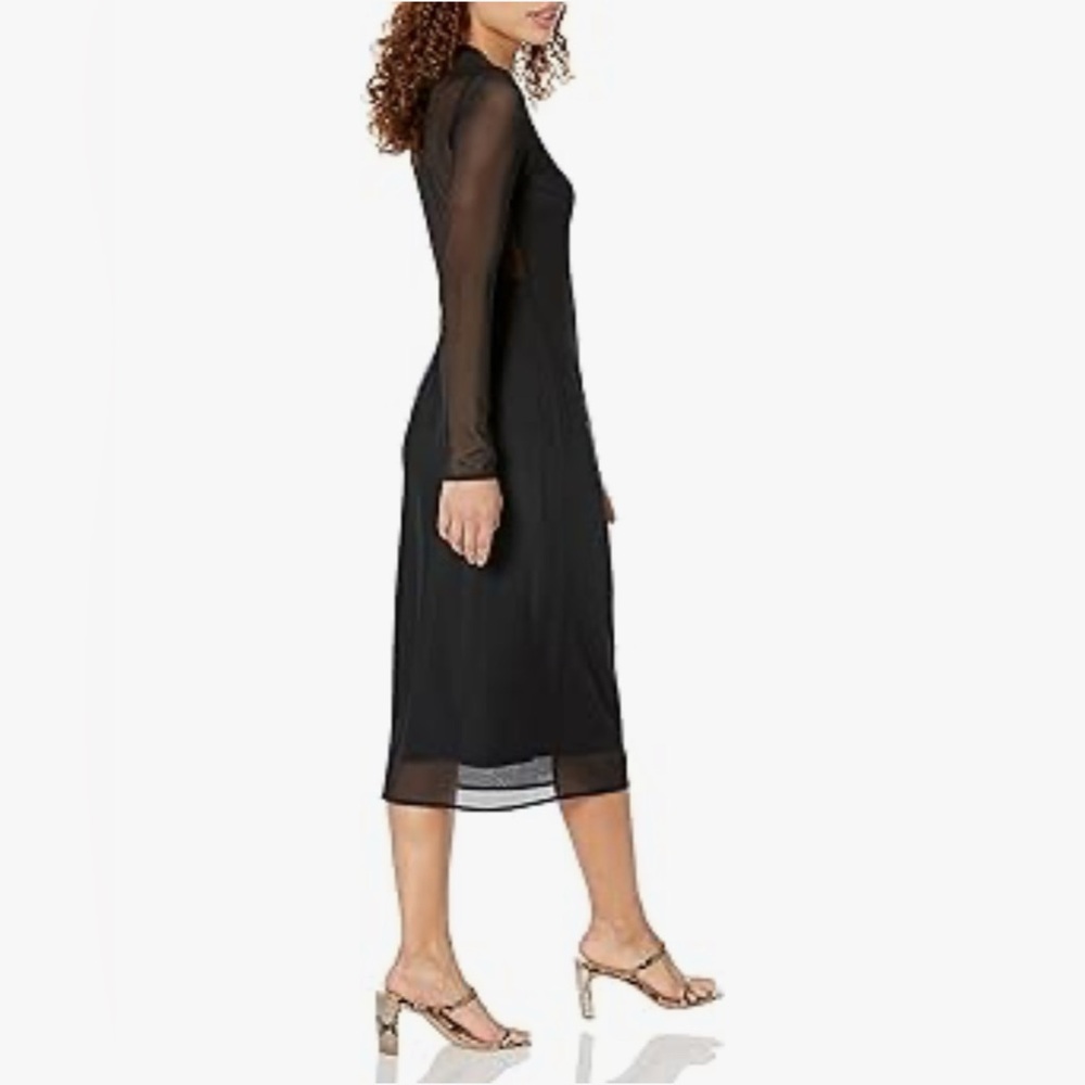 The Drop Women's Gene Mesh Long-Sleeve Midi Dress with Open-Back Size M - Picture 4 of 11
